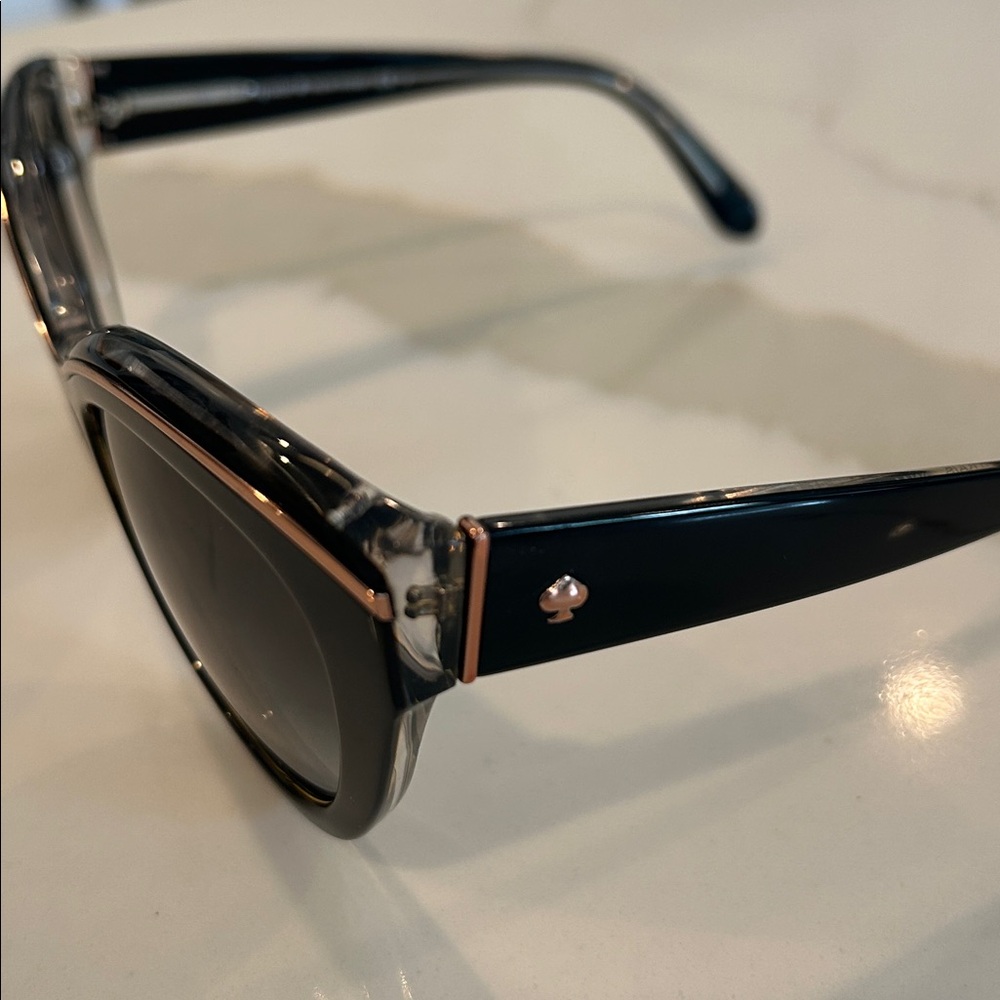 Kate Spade Black Cat-Eye Sunglasses with Rose Gold Accent - Picture 4 of 6